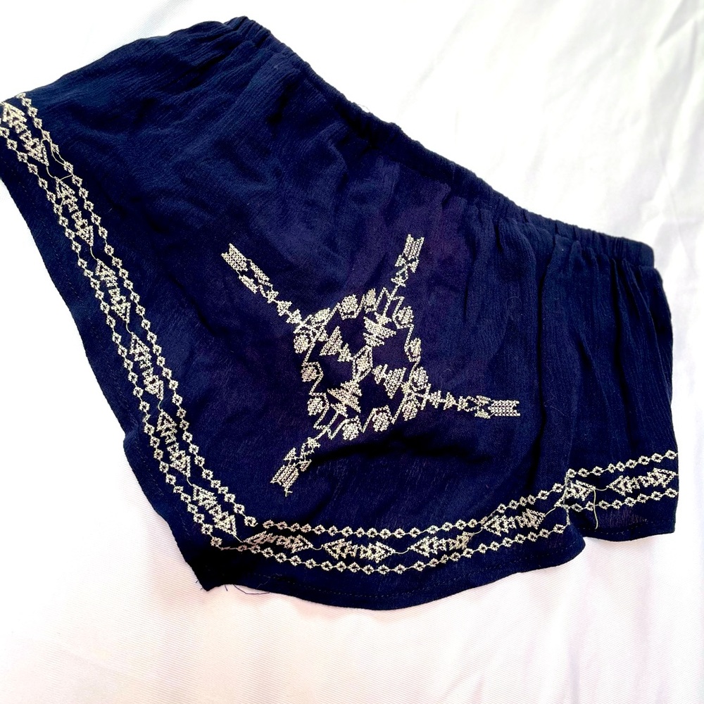 LF House of Three Blue White Bandana Strapless Top